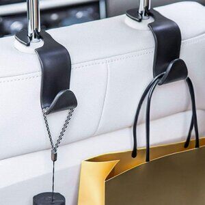 Car Organizer - Car Seat Headrest Hook 4 Pack for Bags, Coats & More - Black NEW